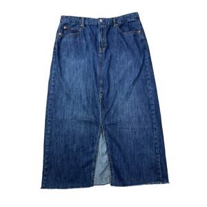 Gap‎ Denim Women's Size 32 Maxi Long Raw Hem Dark Wash Skirt